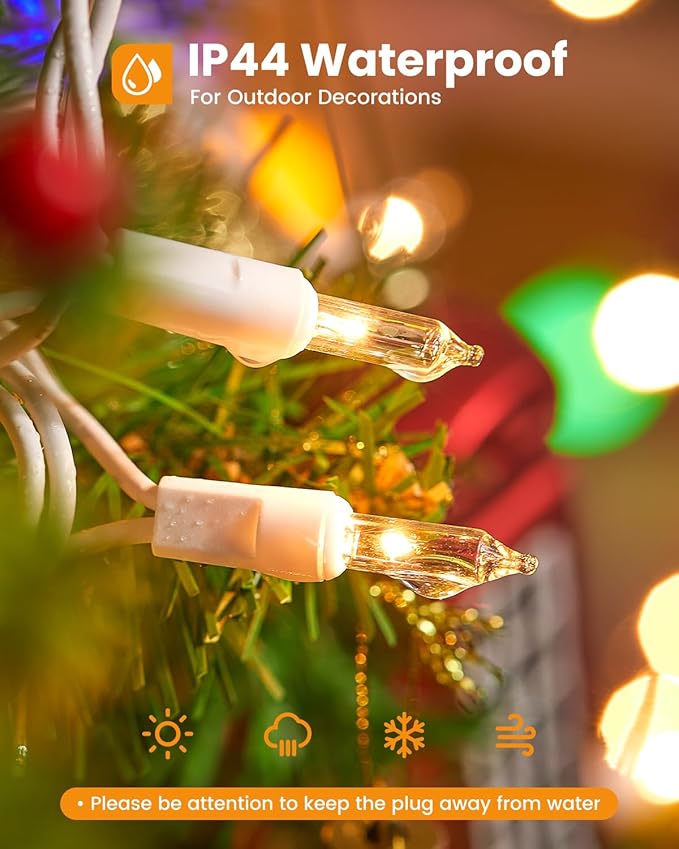 Minetom Clear Christmas String Lights 100 Count 26.5 Feet Incandescent Bulb - Image 3