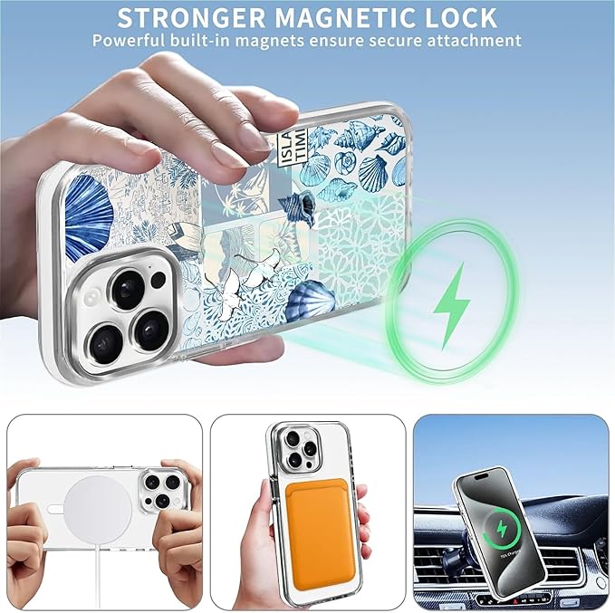 Case for iPhone 13 Pro, Sea Life Ocean Waves Seashell Collage Phone Case - Image 3