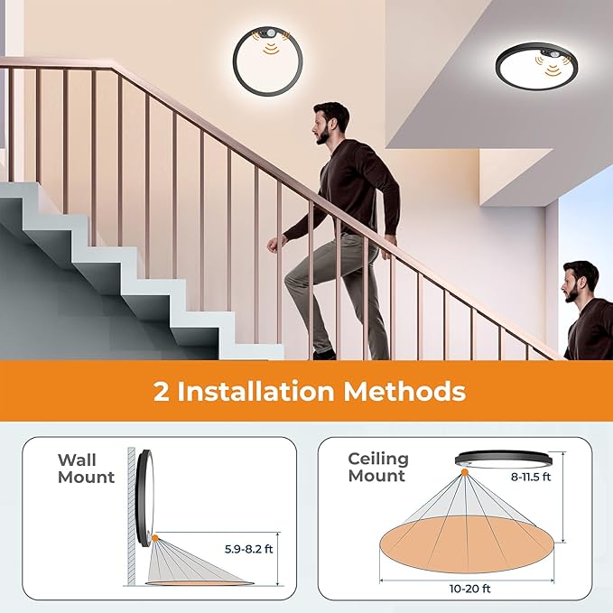 BLNAN Motion Sensor Ceiling Light Wired, 12 Inch 3000K 4000K 5000K Selectable - Image 6