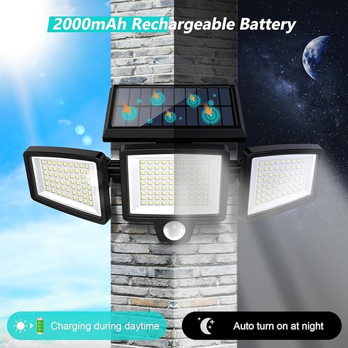 Tuffenough Solar Outdoor Lights 2500LM 210 LED Security Lights - Image 9
