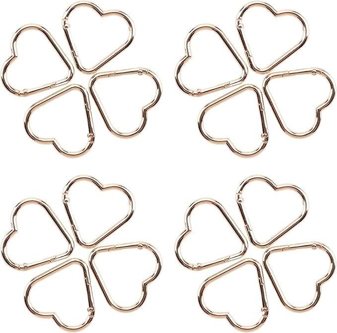 16-Pack Gold Heart Carabiner Clips, Cute Keychain Accessories - Image 3