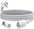 16 Gauge Braided Extension Cord 6 FT, 16/3 Flat Plug Power Cord Indoor by Seeklyze