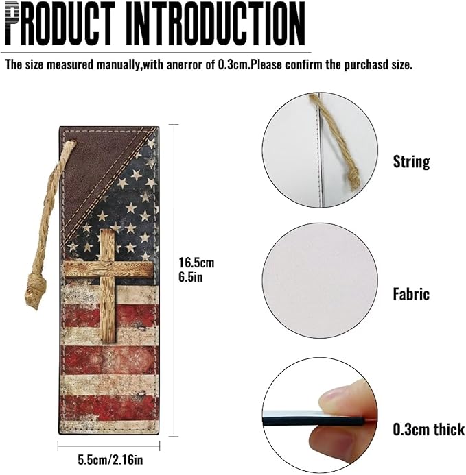Large Bible Cover Case for Women Men Amercan Flag and Cross PU Leather Bible - Image 6