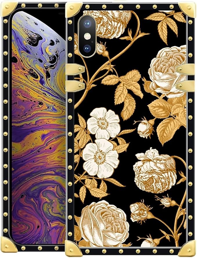 Compatible with iPhone XR Case, Blooming Rose Golden Flower Luxury Golden by Unknown