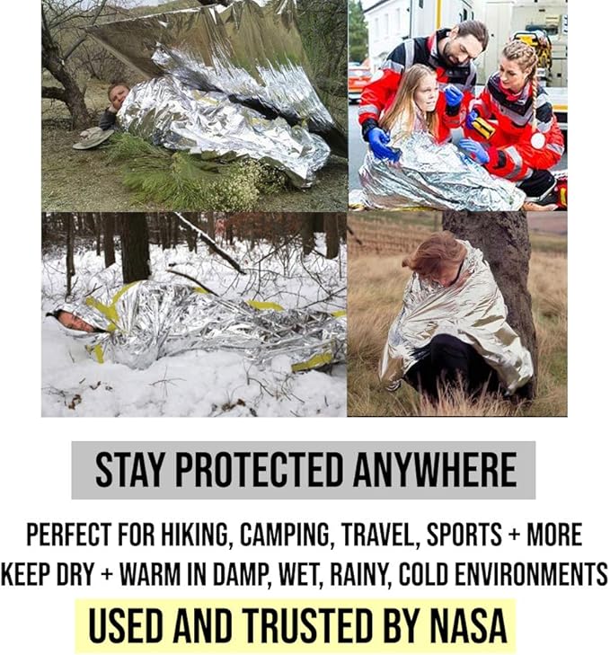 ASA TECHMED Emergency Mylar Thermal Blankets Bulk, Space Blanket Survival kit - Image 5