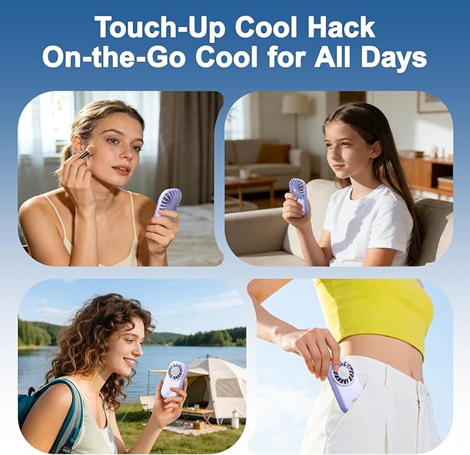 WHATOOK Handheld Mini Fan Small Personal Portable Speed USB Rechargeable - Image 3