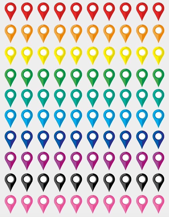 0.375x0.6 inch 100 PCS Map Location Position Stickers by Poskornwel