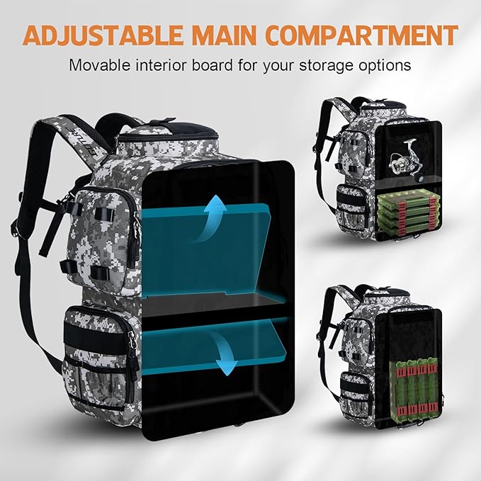 Goture Fishing Backpack, 58L 900D Water-Resistant Insulated Tackle Backpack - Image 3