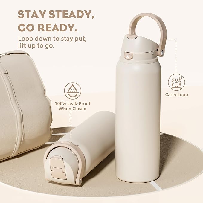 POWCAN 40 oz Insulated Water Bottle, 2-in-1 Push-Button Spout & Quick-Flip - Image 4