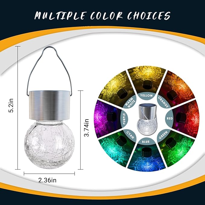 GIGALUMI Solar Lights Outdoor Waterproof, 12 Pack Solar Hanging Lights Garden - Image 3
