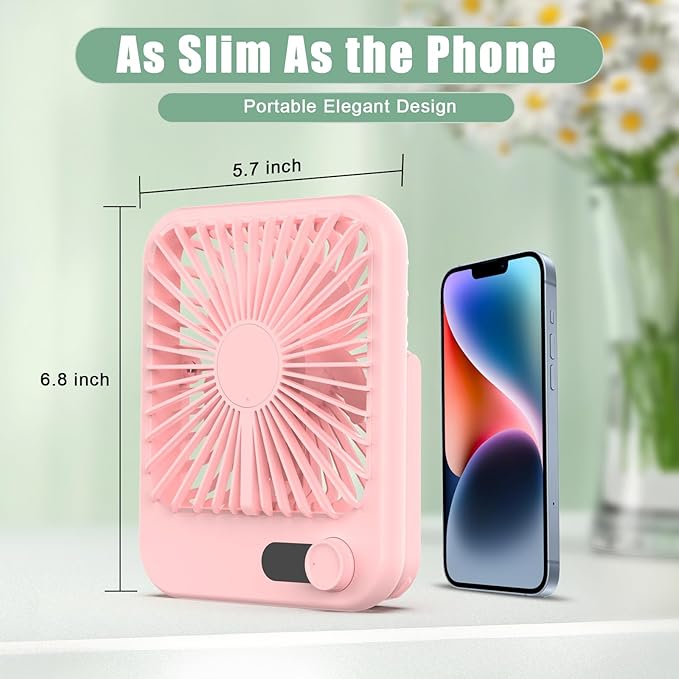 Portable Fan Rechargeable, Small Desk Fan Quiet, 180°Tilt Adjustable Personal - Image 4
