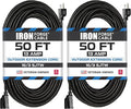 Iron Forge Cable 2 Pack 50 Ft Black Extension Cord, 50 Foot Extension Cord by IronForgeCable