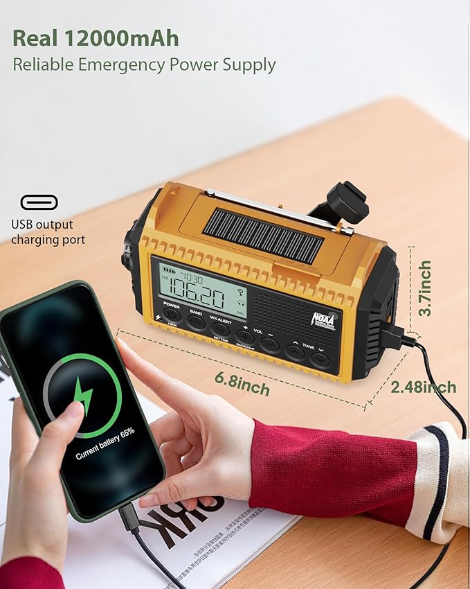 Emergency Radio, Hand Crank NOAA Weather Radio - Image 4