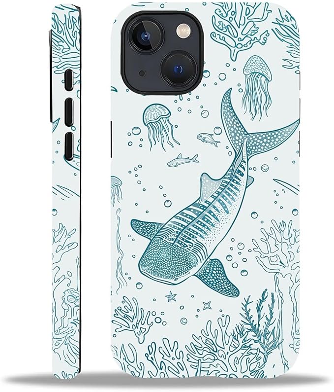 for iPhone 13/14 Case, HH2 Ocean Whale Shark Hybrid 2 Layer Hard Shell Silicone by Unknown