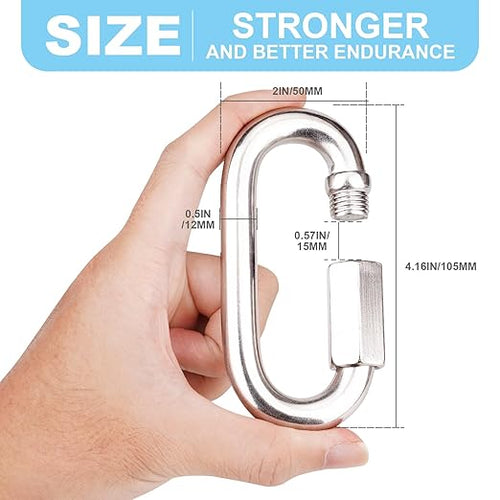 1Pcs 4.16 Inch 316 Heavy Duty Stainless Steel Screw Chain Quick Links, 2500 LBS - Image 2