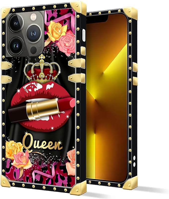 Compatible with iPhone 13 Pro Max Case, Queen Lip Crown Leopard Print Luxury - Image 2