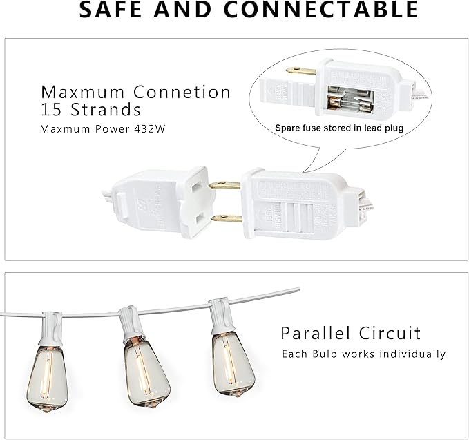 DAMAING LED Outdoor String Lights 100FT Patio Lights - Image 4