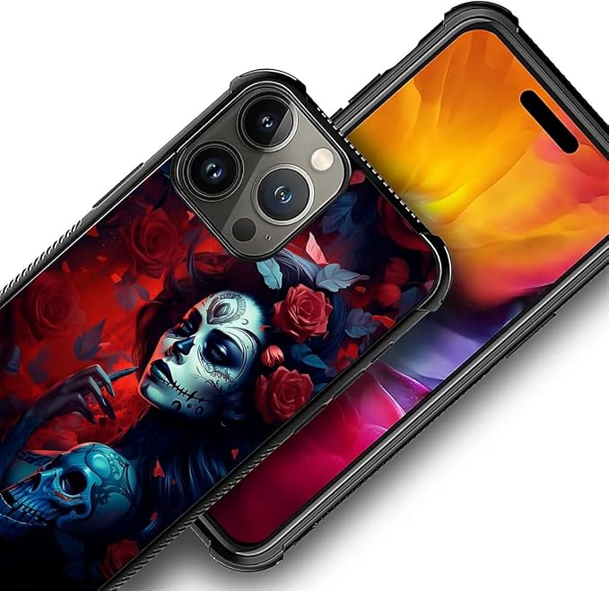 for iPhone 16 Pro Max Case, Skull Lady Rose Pattern Graphic Design Girl Boy - Image 2