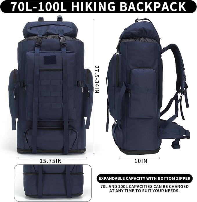 Hiking Backpack for Men 70L/100L Camping Backpack Military Rucksack Molle 3 - Image 2