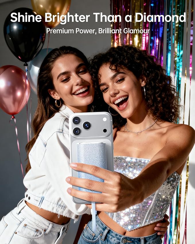 iWALK Sparkly 10000mAh Portable Charger, 22.5W Fast Charging Small Power Bank - Image 2