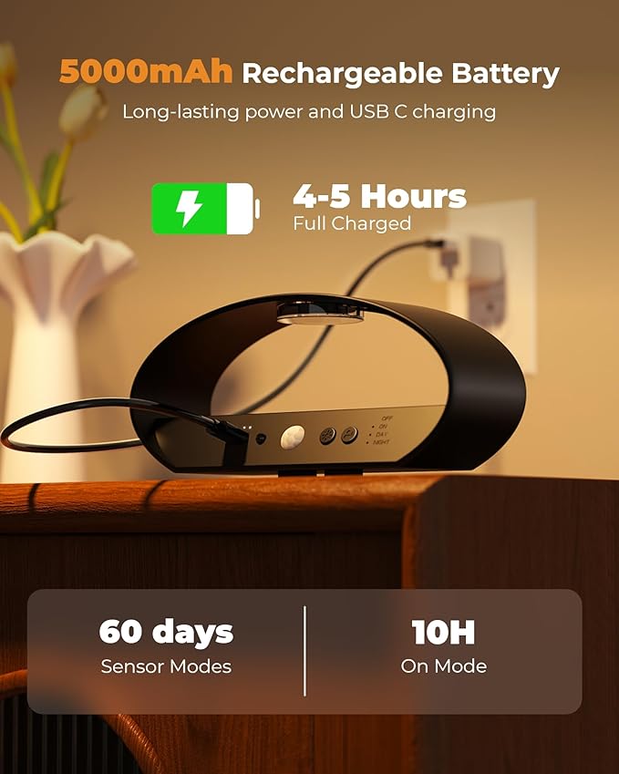 Motion Sensor Wall Light, 5000mAh Rechargeable Battery Operated Motion Sensor - Image 5