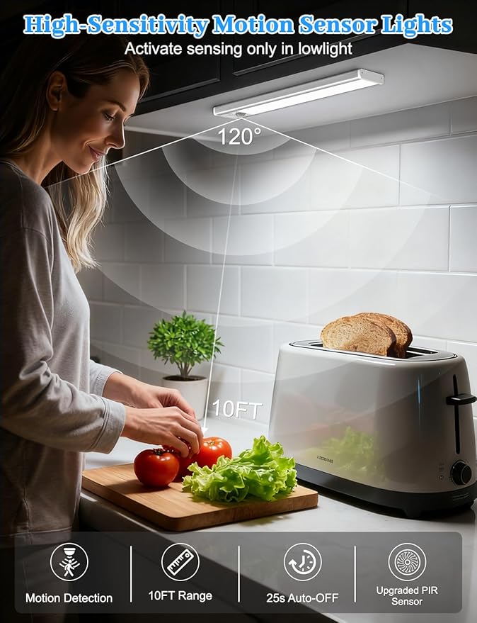 Under Cabinet Lighting with Charging Station, 2000mAh Rechargeable Motion - Image 7
