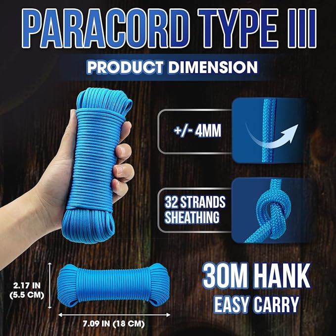 High Tensile Paracord Type III Parachute Cord Reflective Paracord Rope Tactical - Image 3