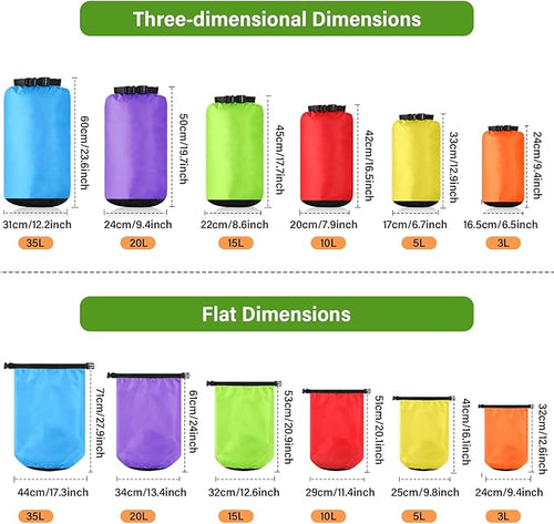 6 Pcs Waterproof Dry Bag Sack Lightweight Outdoor Dry Bags 35 L, 20 L, 15 L - Image 2