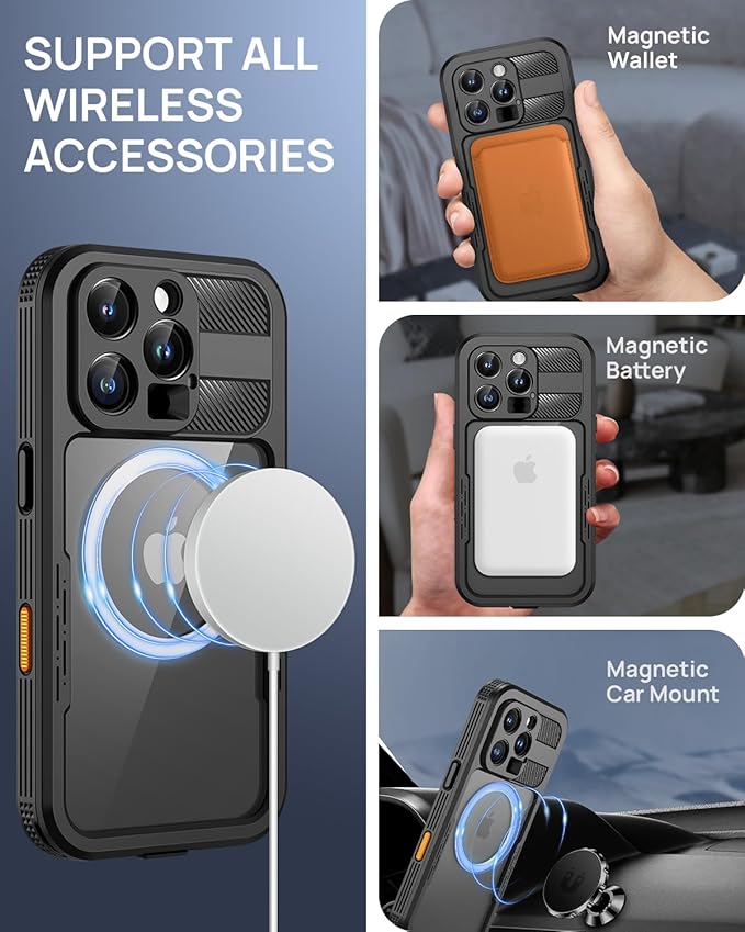 Lanhiem Magnetic for iPhone 16 Pro Max Case, IP68 Waterproof Dustproof Case - Image 4