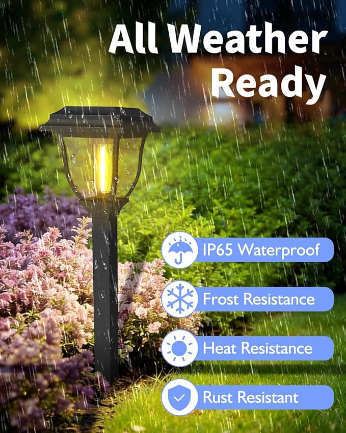 Solar Pathway Lights 2 Pack Mini Outdoor 3000K Bright Auto On/Off Solar Garden - Image 7
