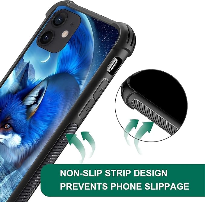 for iPhone 12 Mini Case, Snowy Mountain Fox Lake Pattern Graphic Design Girl - Image 5