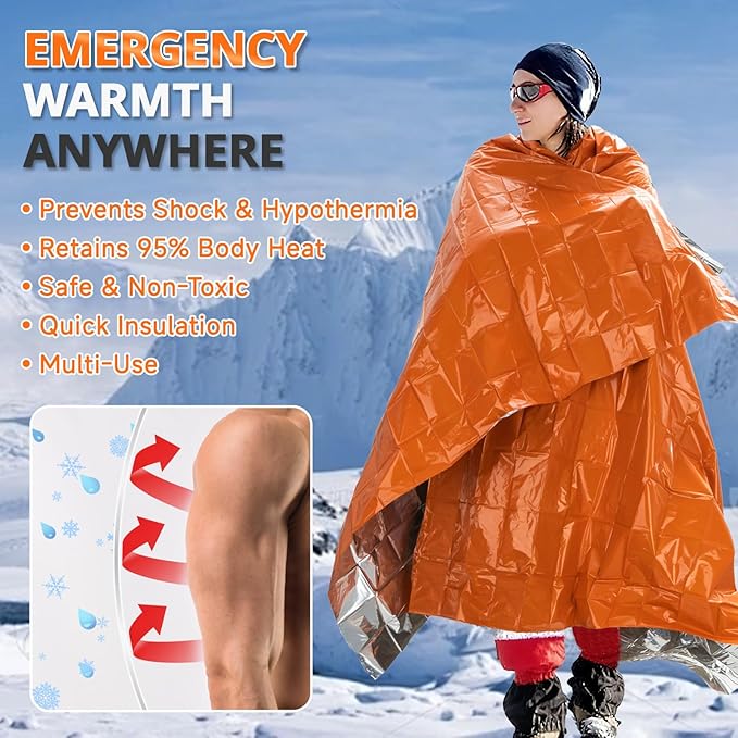 SecuCaptain Survival Emergency Thermal Blankets: Thicken 28um Space Mylar - Image 7