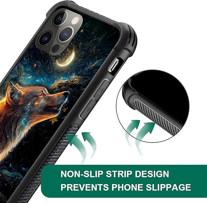 for iPhone 11 Pro Max Case, Star Cave Hungry Wolf Pattern Graphic Design Girl - Image 3