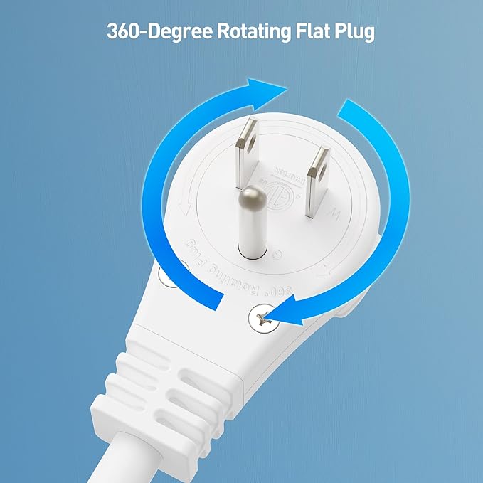 Cable Matters 2-Pack 16 AWG 360° Rotating Flat Plug Extension Cord - 6ft - Image 2