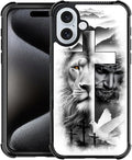 for iPhone 16 Case, Lion Cross Jesus Christ Dove Pattern Graphic Design Girl by FKBRCL4U
