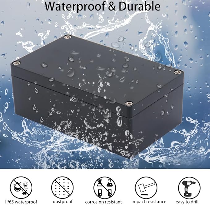 2 Pack Project Box IP65 Waterproof Junction Box ABS Plastic Black Electrical - Image 6