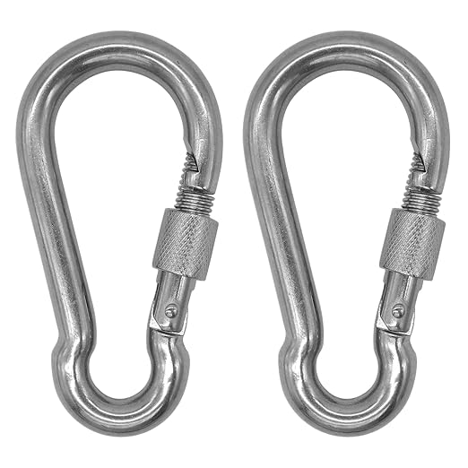 304 Stainless Steel Carabiners -3.54 inch Heavy Duty, Durable & Rust-Free Clips by Outmate