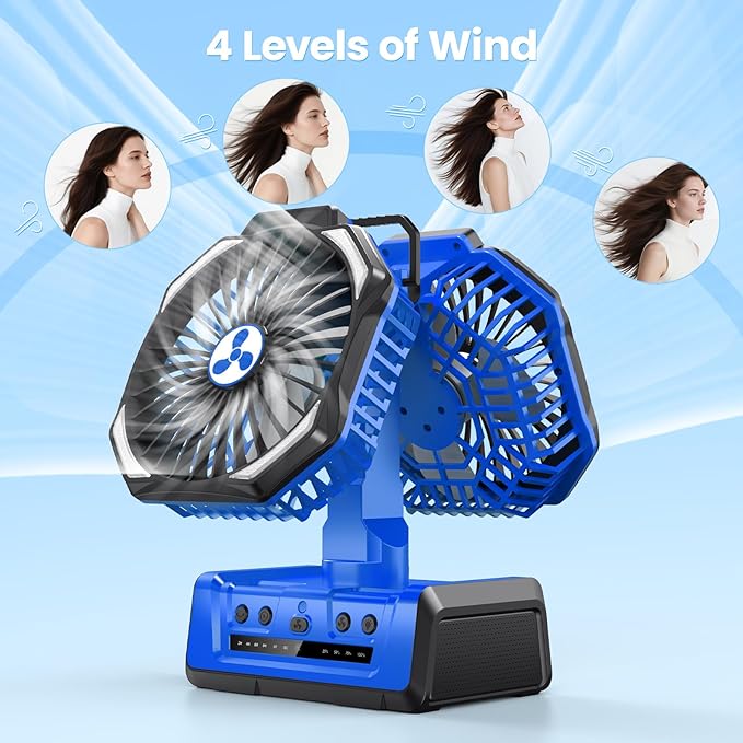Dual Head Portable Rechargeable Fan 20000mAh Battery Powered Camping Fan - Image 3