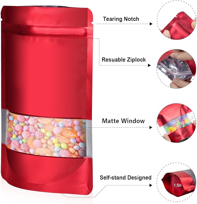 4.7"x7.8" 120pcs Mylar Bags for Food Storage, Smell Proof Bag - Image 3