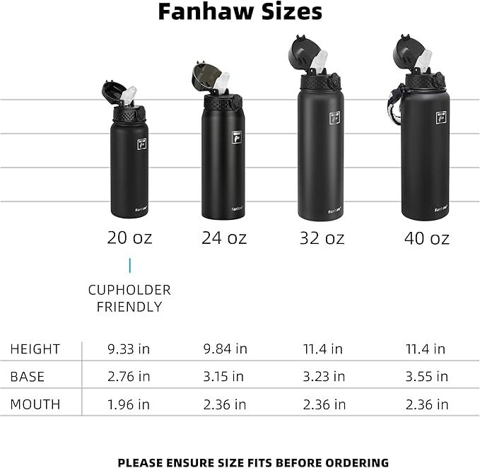 Fanhaw 40 oz Insulated Stainless Steel Water Bottle - Image 6
