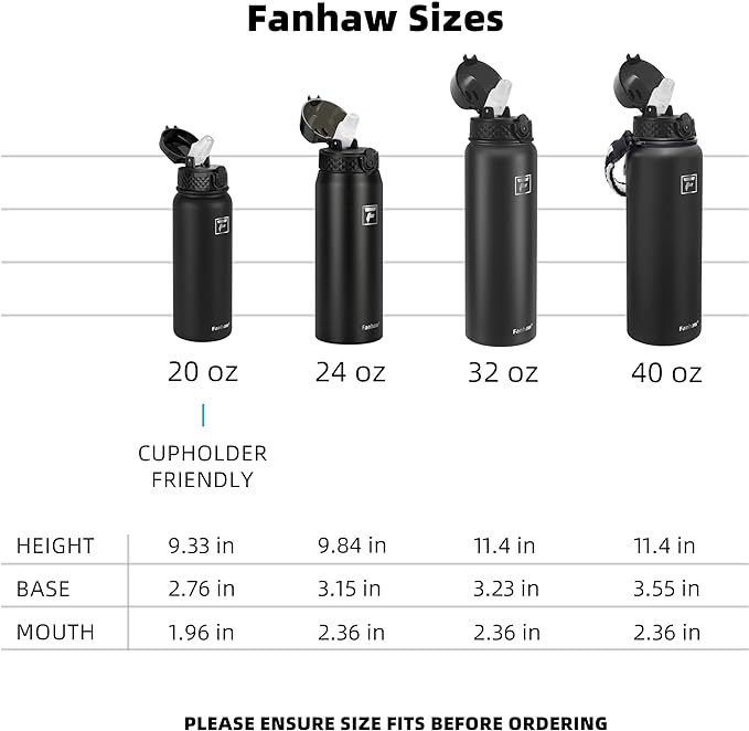 Fanhaw 20 oz Insulated Stainless Steel Water Bottle - Image 6