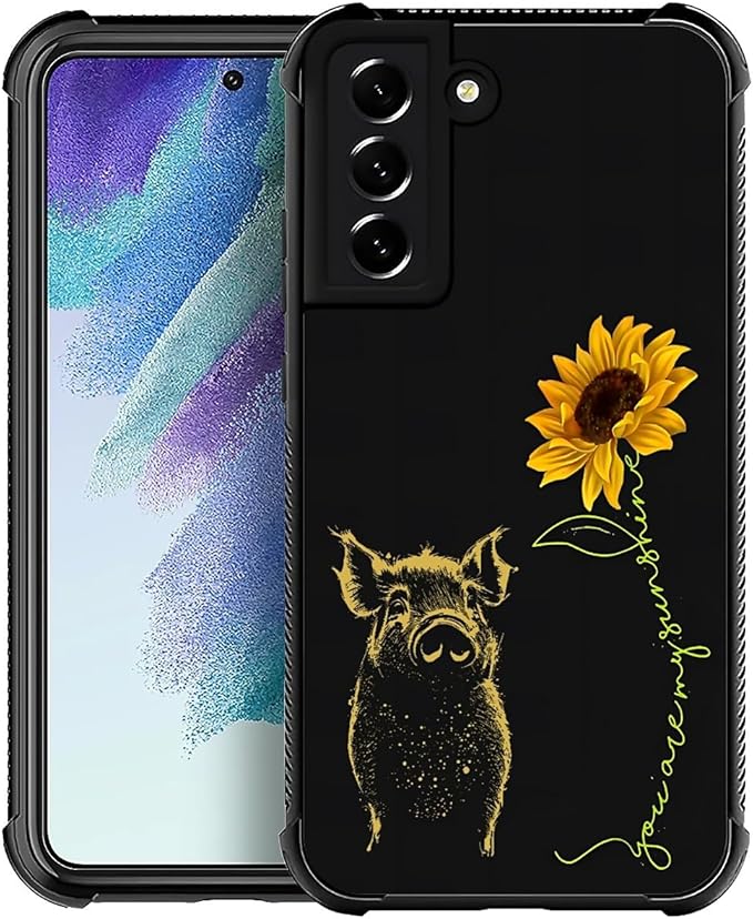 for Samsung Galaxy S22 Case, Pig Sunflower Yellow Sunshine Pattern Graphic by FKBRCL4U