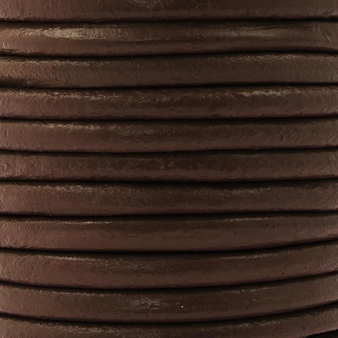 Mandala Crafts Round Cowhide Genuine Brown Leather Cord - Image 3