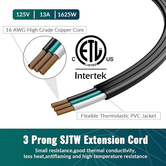 Elecan Flat Plug Extension Cord 30 Ft - Image 5