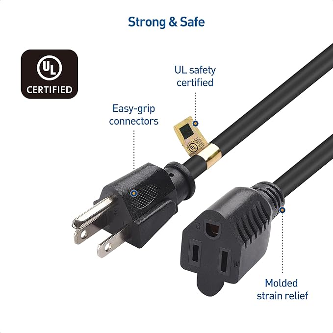 Cable Matters 16 AWG Heavy Duty 13A Power Extension Cord - 25ft - Image 6