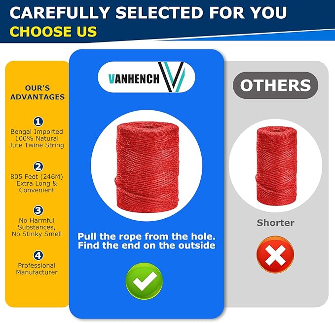 Vanhench 805ft Twine String, Arts & Crafts Gift Wrapping, Wedding Décor - Image 2
