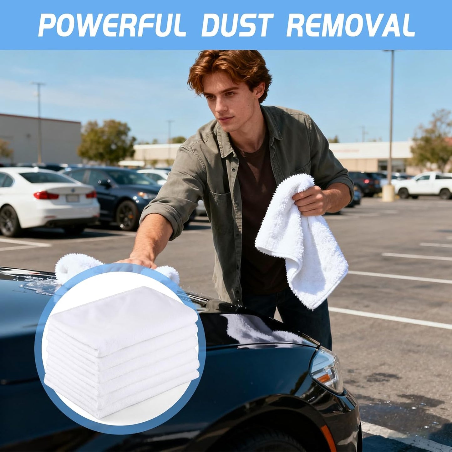 6 Pack Extra Large Microfiber Cleaning Cloths 20"x30", Lint-Free Reusable Towels for Home, Glass, Windows, Office, Kitchen, Bathroom – White