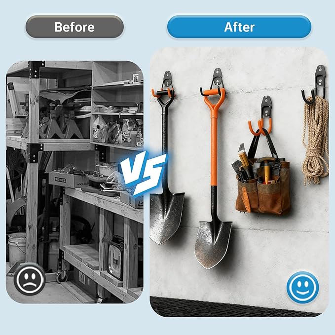 GeeWatom 2 Pack Garage Storage Utility Hooks，Garage Garden Tool Organizer，Steel - Image 4