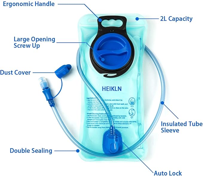 HEIKLN Hydration Bladder 1.5L-2L-2.5L-3L, Leak Proof Water Reservoir, BPA Free - Image 2
