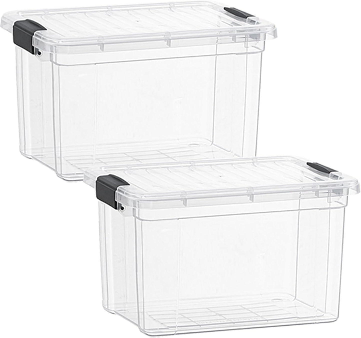 Superio Clear Storage Boxes with Lids, 49 Quart Plastic Container Bins for Organizing, Stackable Crates, BPA Free, Non Toxic, Odor Free, Organizers for Home, Office, School, and Dorm, 2 Pack